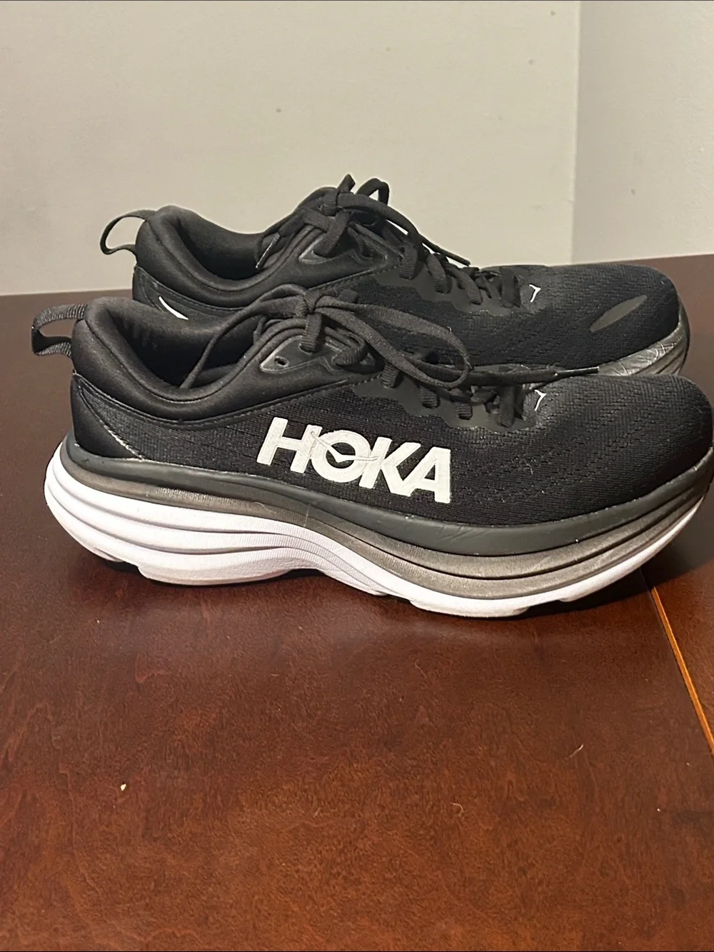 Hoka Black and White Women's Cushioned Running Sneakers